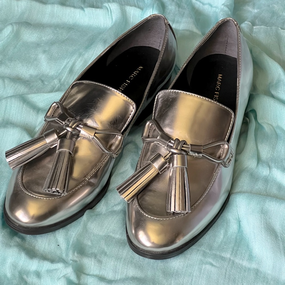 Marc Fisher silver Metallic Loafers